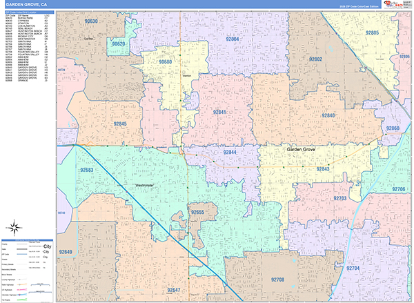 Garden Grove Map Color Cast Style